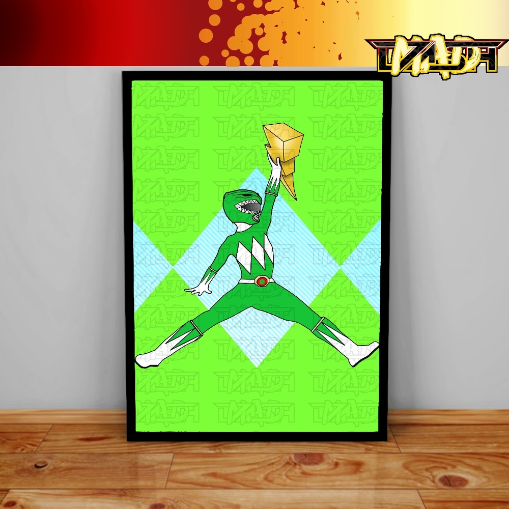 Custom Nike Air Jordan Power Rangers Poster Red Ranger Wall Decor Print
